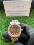 Womens Rolex with diamond bezel Datejust 31MM Steel And Rose Gold Chocolate Dial Wrist Watch