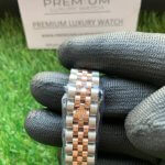 Womens Rolex with diamond bezel Datejust 31MM Steel And Rose Gold Chocolate Dial Wrist Watch