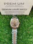 Womens Rolex with diamond bezel Datejust 31MM Steel And Rose Gold Chocolate Dial Wrist Watch