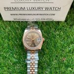Womens Rolex with diamond bezel Datejust 31MM Steel And Rose Gold Chocolate Dial Wrist Watch