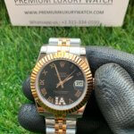 Rolex Gold Ladies Watch Datejust 31MM Two-Tone Black Roman Dial oyster perpetual jubilee bracelet