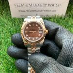 Rolex Datejust 31mm Chocolate Dial Lady Diamond Bezel Steel And Everose Gold  Watch