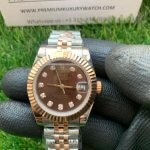 Rolex Datejust 31mm Chocolate Dial Lady Diamond Bezel Steel And Everose Gold  Watch