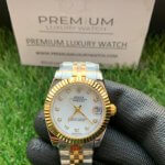 Ladies Datejust 31MM Rolex Yellow Gold/Steel White MOP Dial With Diamond Marker Oyster Perpetual Jubilee Bracelet Watch