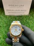 Ladies Datejust 31MM Rolex Yellow Gold/Steel White MOP Dial With Diamond Marker Oyster Perpetual Jubilee Bracelet Watch