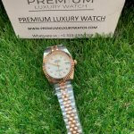 Rolex 31mm Datejust Diamond Bezel Two Tone Rose Gold/Steel Mop Dial Oyster Perpetual Watch