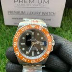 GMT Master II Black Dial Rolex Stainless Steel Orange Ceramic Bezel Jubilee Bracelet