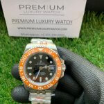 GMT Master II Black Dial Rolex Stainless Steel Orange Ceramic Bezel Jubilee Bracelet