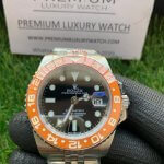 GMT Master II Black Dial Rolex Stainless Steel Orange Ceramic Bezel Jubilee Bracelet