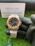 GMT Master II Black Dial Rolex Stainless Steel Orange Ceramic Bezel Jubilee Bracelet