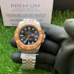 GMT Master II Black Dial Rolex Stainless Steel Orange Ceramic Bezel Jubilee Bracelet