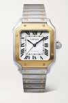 Santos De Cartier two tone Medium 36mm Yellow Gold Silver Roman Dial Ladies Watch W2SA0016
