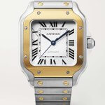 Santos De Cartier two tone Medium 36mm Yellow Gold Silver Roman Dial Ladies Watch W2SA0016