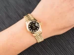 Rolex Black Diamond Watch 36MM Yellow Gold President Bracelet Unisex Wrist Watch