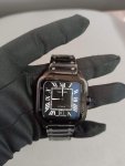 Santos De Cartier Black Large ADLC Steel Bracelet Wrist Watch