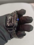 Santos De Cartier Black Large ADLC Steel Bracelet Wrist Watch