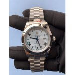 Rolex Day-Date 40 Ice Blue Roman Dial Smooth Bezel President Bracelet