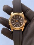 Rolex Sky Dweller Yellow Gold 42MM Black Dial Rubber Strap 326238 Watch