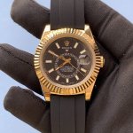 Rolex Sky Dweller Yellow Gold 42MM Black Dial Rubber Strap 326238 Watch