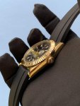 Rolex Sky Dweller Yellow Gold 42MM Black Dial Rubber Strap 326238 Watch