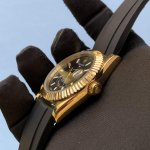 Rolex Sky Dweller Yellow Gold 42MM Black Dial Rubber Strap 326238 Watch