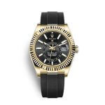 Rolex Sky Dweller Yellow Gold 42MM Black Dial Rubber Strap 326238 Watch
