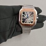 Cartier Santos Two Tone Large Skeleton Dial 40MM Stainless Steel Men’s Watch WHSA0015
