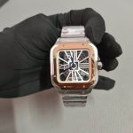 Cartier Santos Two Tone Large Skeleton Dial 40MM Stainless Steel Men’s Watch WHSA0015