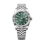 Rolex Sky Dweller Green Index Dial 42mm Jubilee White Gold Fluted 336934 Watch