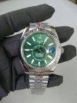 Rolex Sky Dweller Green Index Dial 42mm Jubilee White Gold Fluted 336934 Watch