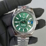 Rolex Sky Dweller Green Index Dial 42mm Jubilee White Gold Fluted 336934 Watch