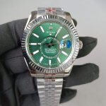 Rolex Sky Dweller Green Index Dial 42mm Jubilee White Gold Fluted 336934 Watch
