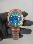 Rolex Sky-Dweller Rose Gold Blue Index Dial Fluted Bezel Oyster Bracelet 336935