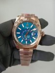 Rolex Sky-Dweller Rose Gold Blue Index Dial Fluted Bezel Oyster Bracelet 336935