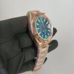 Rolex Sky-Dweller Rose Gold Blue Index Dial Fluted Bezel Oyster Bracelet 336935