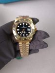 Rolex GMT-Master II Yellow Gold Black Dial Jubilee Bracelet 126718GRNR Wrist Watch
