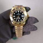 Rolex GMT-Master II Yellow Gold Black Dial Jubilee Bracelet 126718GRNR Wrist Watch